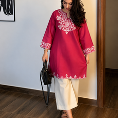 Rani Pink Embroidered Cotton Co-ord Set