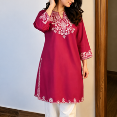 Black Embroidered Cotton Slub Co-ord Set