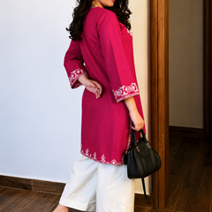 Rani Pink Embroidered Cotton Co-ord Set