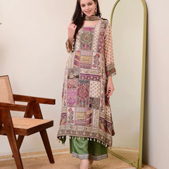 Multicolor Suit Set with Dupatta