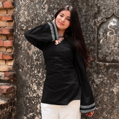 Black Cotton Kurti for Women