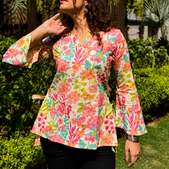 Women Floral Wrap Style Top