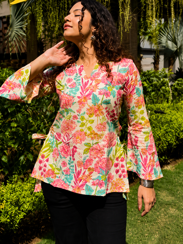 Women Floral Wrap Style Top