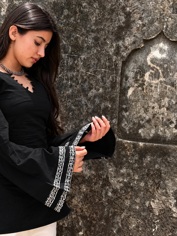Black Cotton Kurti for Women