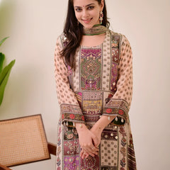 Women's Multicolor  Suit Set with Dupatta