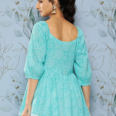 Women Turquoise Cotton Top 