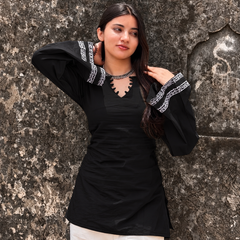 Black Cotton Kurti for Women