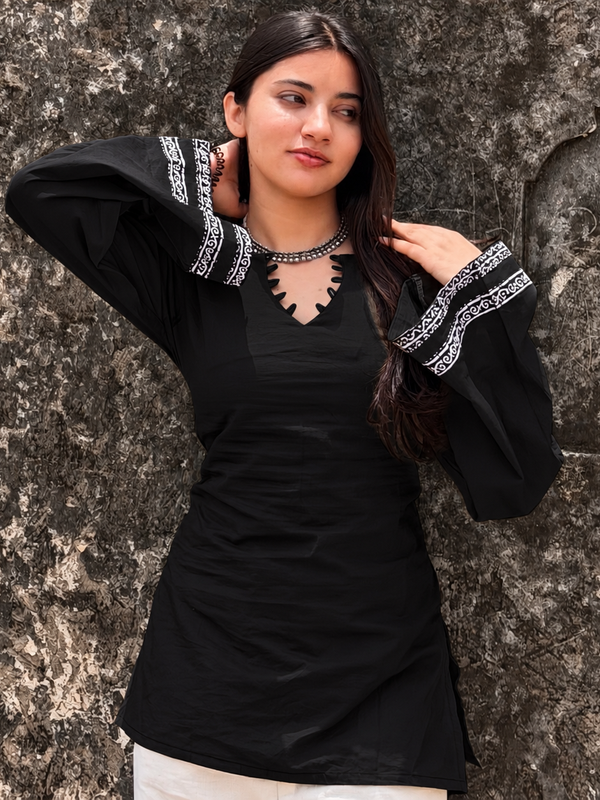 Black Cotton Kurti for Women