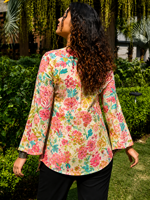 Women Floral Wrap Style Top