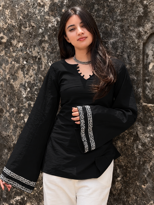 Black Cotton Kurti for Women