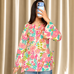 Women Floral Wrap Style Top