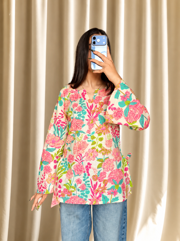 Women Floral Wrap Style Top