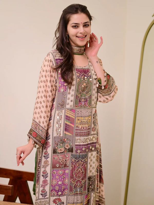 Women's Pure Chinon Suit Set with Dupatta