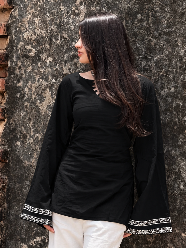 Black Cotton Kurti for Women