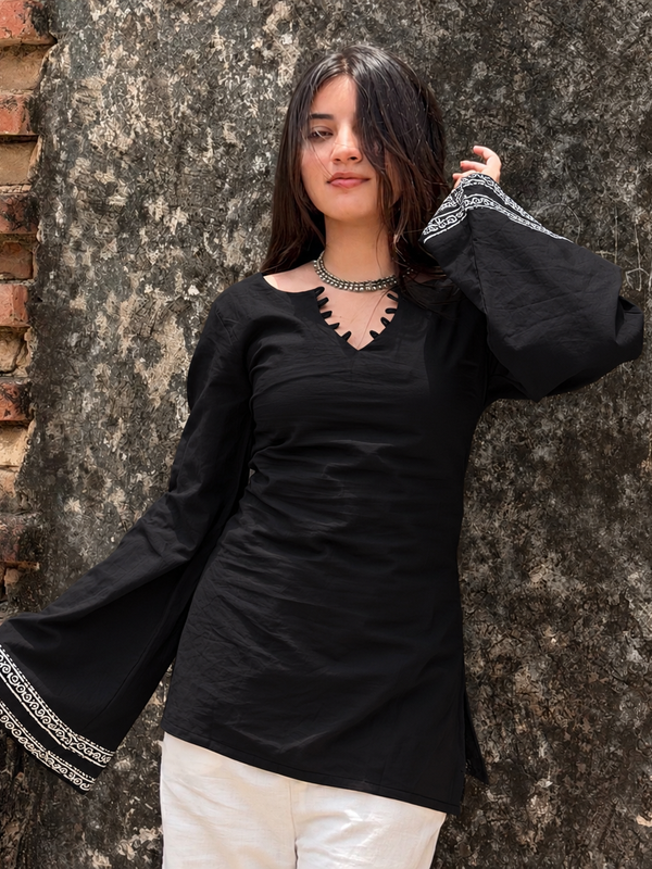 Black Cotton Kurti for Women