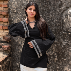 Black Cotton Kurti for Women
