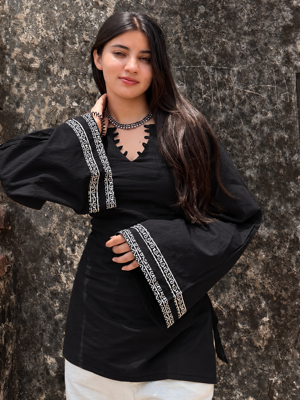 Black Cotton Kurti for Women