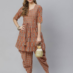 Brown Kurta Pant Set for Women