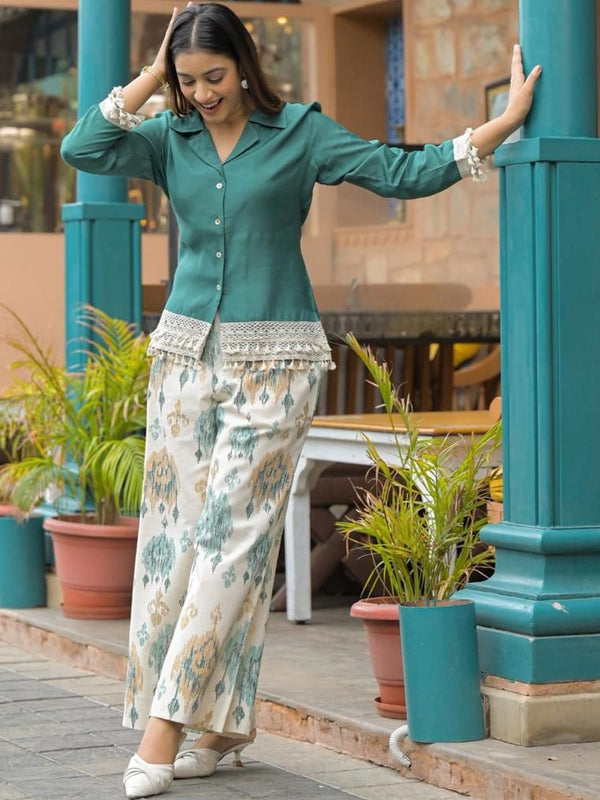 Women Blue Cotton Coord Set 