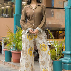 Women Brown Cotton Coord Set