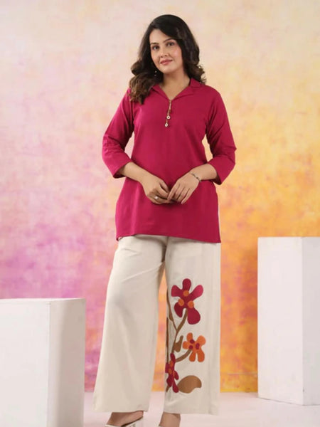Women Pink Cotton Coord Set | Stylish Casual Set