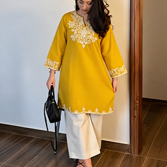 Black Embroidered Cotton Slub Co-ord Set