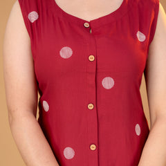 Red Polka Dot Rayon Kurta Pant Set – Stylish Everyday Wear
