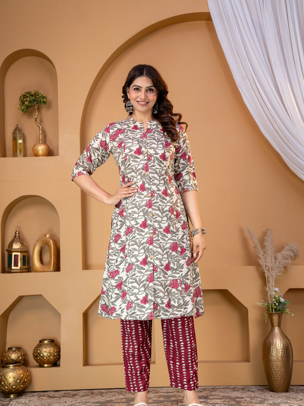 Red Rayon Kurta Palazzo Set for Women