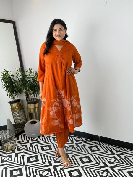 Women's Pure Cotton Suit Set with Dupatta