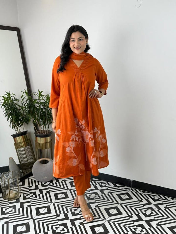 Women's Pure Cotton Suit Set with Dupatta