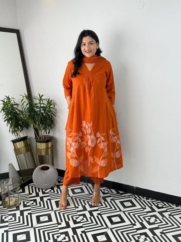  Peach Suit Set with Dupatta