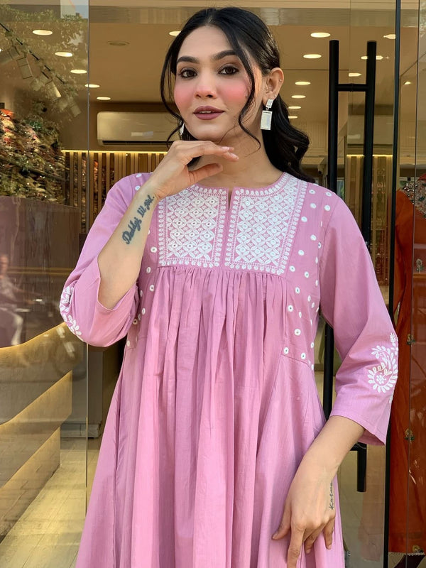Women's Pink Cotton Suit Set