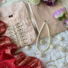 Off White Jequard Silk Festive Suit Set