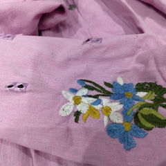 Baby Pink Embroidered Cotton Flex Kurta Pant Set
