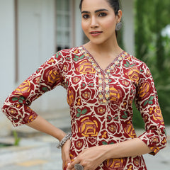 Multi Floral Straight Rayon Kurta – Stylish Everyday Ethnic Wear