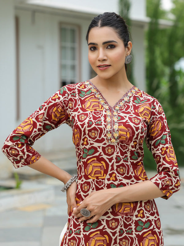 Multi Floral Straight Rayon Kurta – Stylish Everyday Ethnic Wear