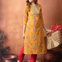 Yellow Straight Kurta 