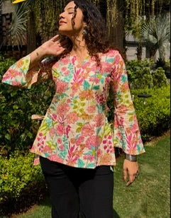 Women Floral Wrap Style Top