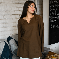Women Maroon Bell Sleeve Kurta | Elegant Minimal Ethnic Top for Women