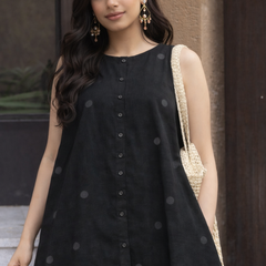 Black Polka Dot Kurta 
