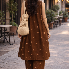 Brown Rayon Kurta Pant Set –