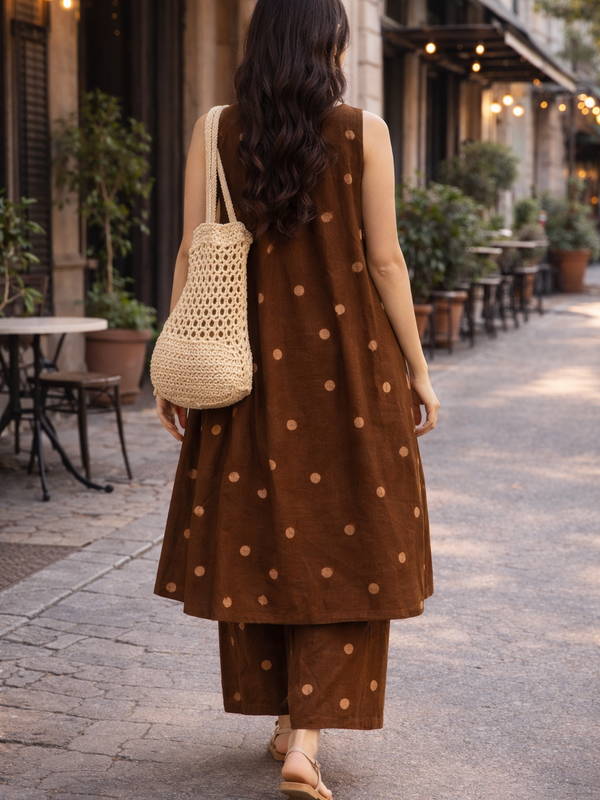 Brown Rayon Kurta Pant Set –