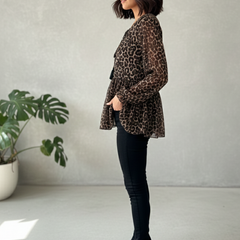 Women Black Chiffon Print Top 