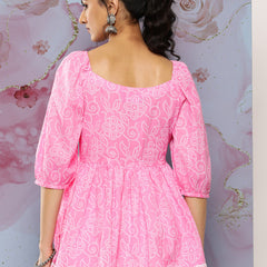 Women Pink Cotton Printed Top