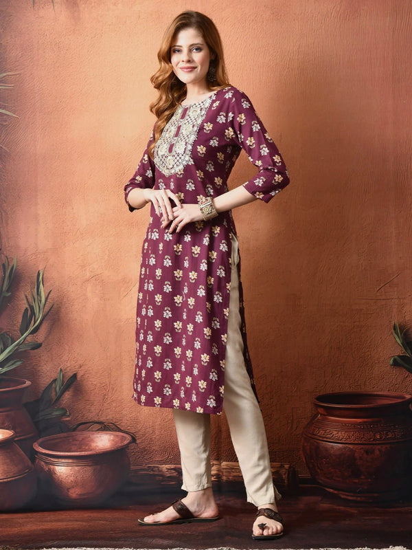 Maroon Rayon Kurta