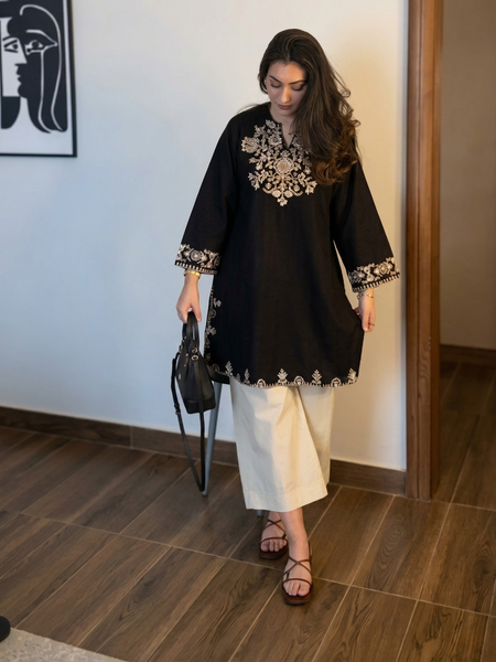 Embroidered Cotton Slub Co-ord Set