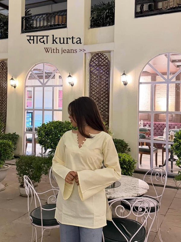 Women Maroon Bell Sleeve Kurta | Elegant Minimal Ethnic Top for Women